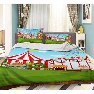 3D Cartoon Amusement Park 015 Bed Pillowcases Quilt King Single Size