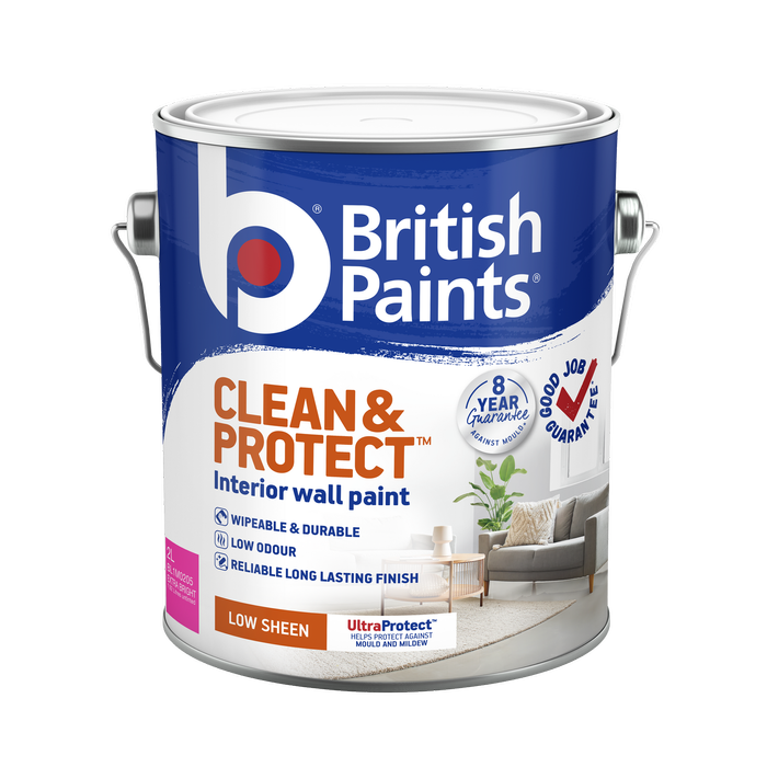 British Paints Extra Bright Low Sheen Clean And Protect Interior Paint - 2L