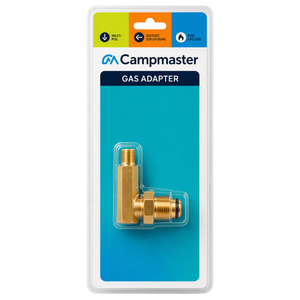 Campmaster Right Angle Gas Adaptor POL(M) to 3/8"LH(M)