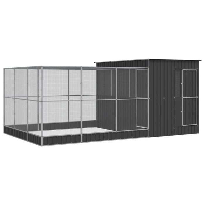 vidaXL Aviary with Extension Outdoor Budgie Cage Parrot House Silver Steel