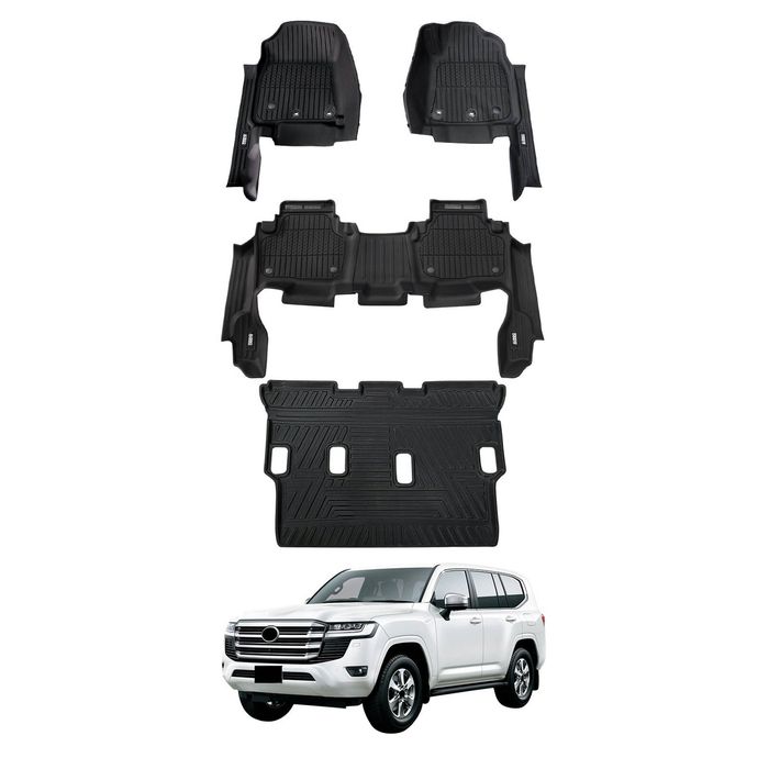 AUSGO 3-Row Set 7D Injection Floor Mats For Toyota LandCruiser 200 Series LC200 GX / GXL 2012-2021 Car Floor Liners Cargo Mat