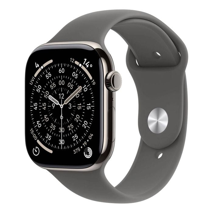 Apple Watch Series 11 GPS + Cellular 46mm Natural Titanium Case w/ Stone Grey Sports Band (M/L)