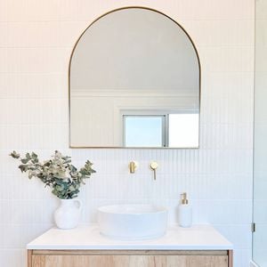 Future Glass Kira Arch Mirror - 800 x 760mm - Antique Brass