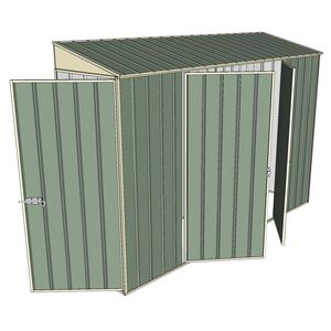 Build-a-Shed 0.8 x 3 x 2m Single Hinged Door Shed with Double Hinged Side Doors - Green