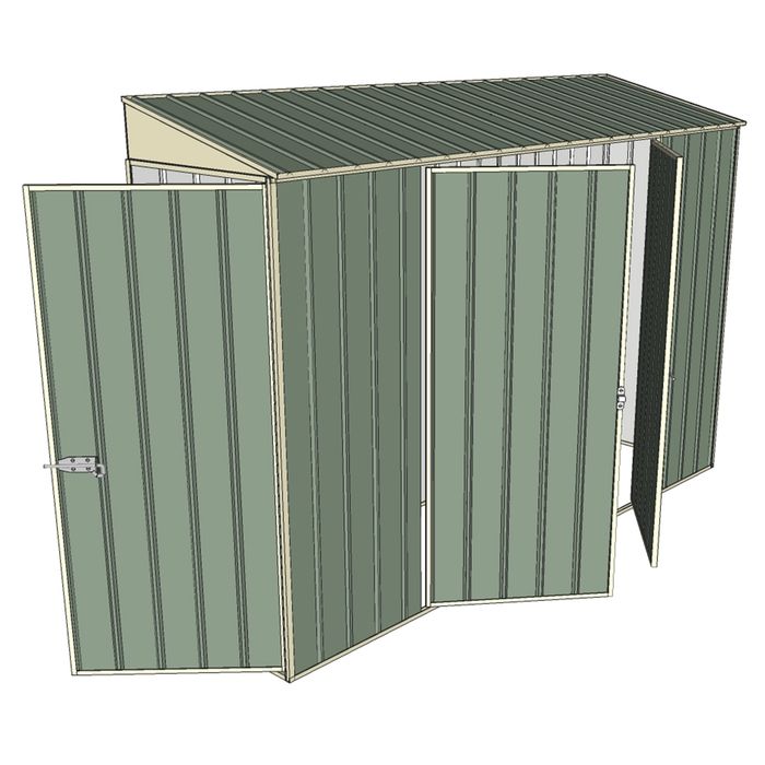 Build-a-Shed 0.8 x 3 x 2m Single Hinged Door Shed with Double Hinged Side Doors - Green
