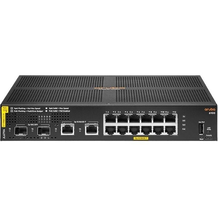 Aruba 6100 12 Ports Manageable Ethernet Switch - Gigabit Ethernet, 10 Gigabit Ethernet - 10/100/1000Base-T