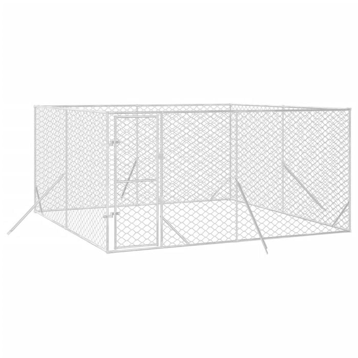 vidaXL Dog Kennel Outdoor Dog Crate Lockable Dog House Silver Galvanised Steel 2x6x2 m