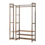 Oikiture Clothes Rack Open Wardrobe Coat Hanging Rail Bamboo 8 Shelves