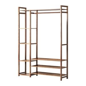 Oikiture Clothes Rack Open Wardrobe Coat Hanging Rail Bamboo 8 Shelves