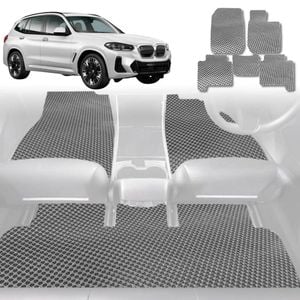 6D Diamond Car Floor Mats for BMW iX3 2022-Current-Full Set-Grey-Outback GT