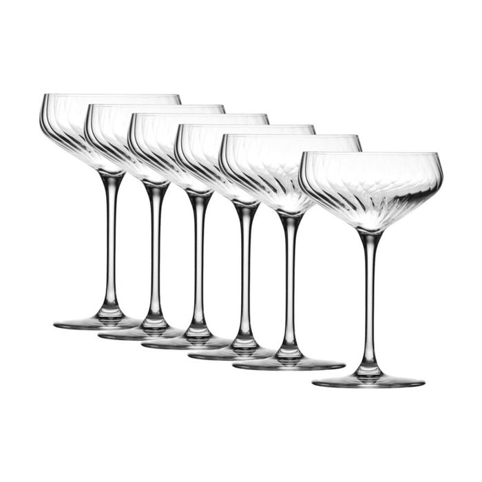 6pc Krosno Cocktail Glasses Crystalline Glass 290ml Capacity Set