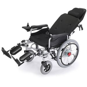 EQUIPMED Electric Power Wheelchair, XL Wide Bariatric Seat, Airline Approved, Recline Adjustment, 22" Wheels, Headrest, Black