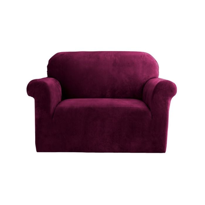 Artiss 1 Seater Sofa Cover Couch Cover Velvet Ruby Red