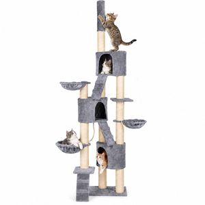 Advwin 100" Floor to Ceiling Cat Tree Tower 12 Sisal Posts 3 Condos 3 Hammocks