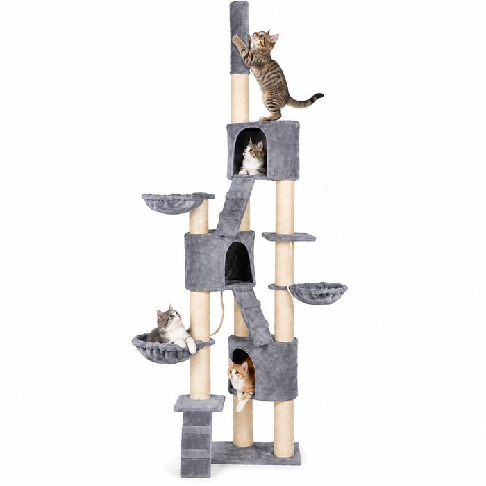 Advwin 100" Floor to Ceiling Cat Tree Tower 12 Sisal Posts 3 Condos 3 Hammocks