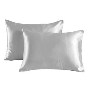 Catzon 2 Pcs 51 X 66cm Satin Pillowcases for Hair and Skin with Envelope Closure-Light Grey(S)