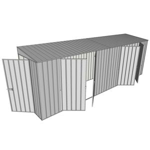 Build-A-Shed 1.2 x 6.0 x 2.0m Tunnel Shed Tunnel Hinged Door with 2 Double Hinged Side Doors - Zinc