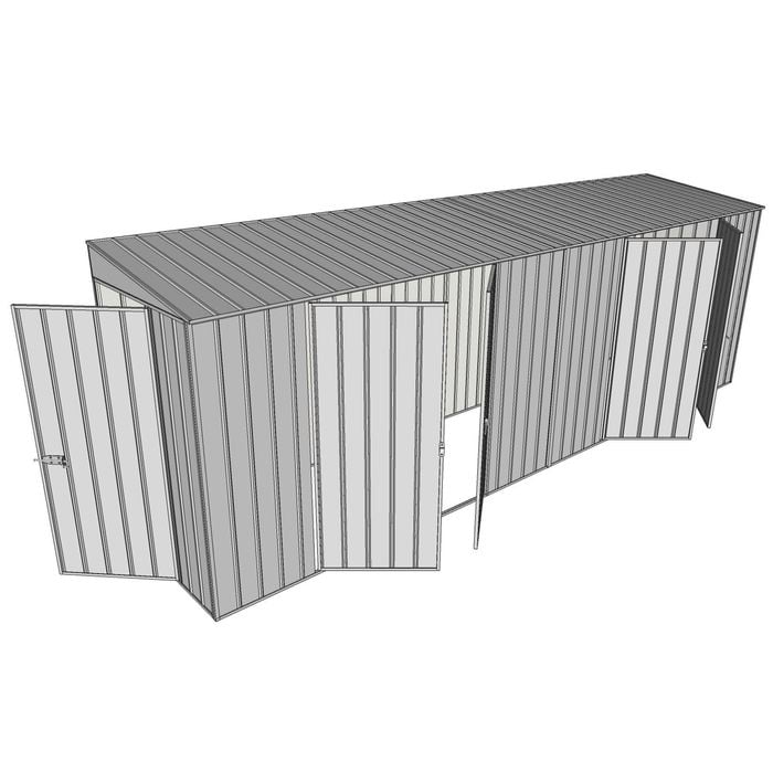 Build-A-Shed 1.2 x 6.0 x 2.0m Tunnel Shed Tunnel Hinged Door with 2 Double Hinged Side Doors - Zinc
