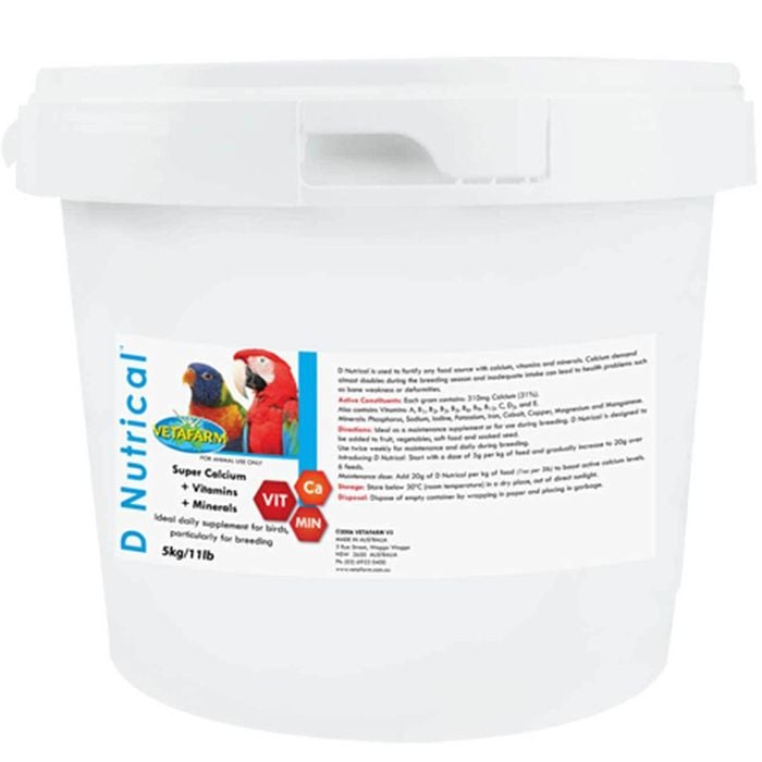 Vetafarm D'nutrical Calcium Vitamins Mineral Supplement For Birds 5kg