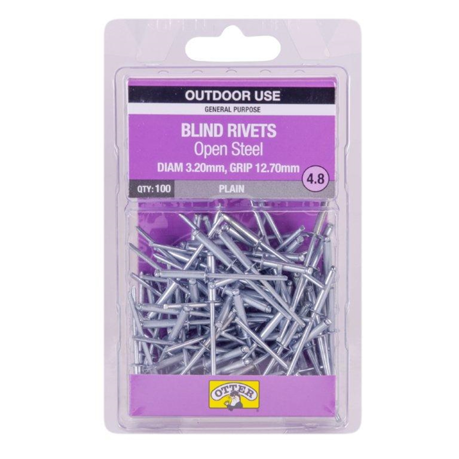 Otter 4.8 x 12.7mm Open Steel Blind Rivets - 100 Pack thumbnail 2