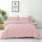 Dreamfields Double Blush Diamond Embroidery Pintuck Quilt/Doona/Duvet Cover Set