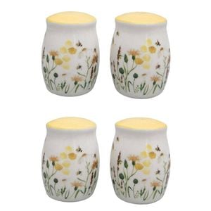 2x 2pc Urban Ceramic Bee Meadow Salt and Pepper Shakers Set 8x6cm Yellow