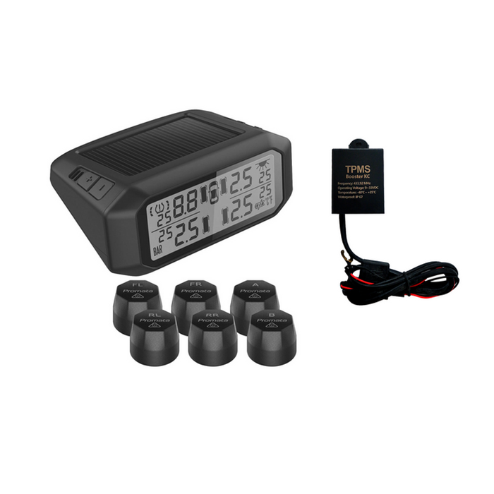 Promata Mata 1  Solar Powered Tyre Pressure Monitor - 6 External Sensors - With Booster