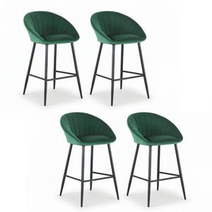 Artiss Bar Stools x4 Kitchen Dining Tub Velvet Green