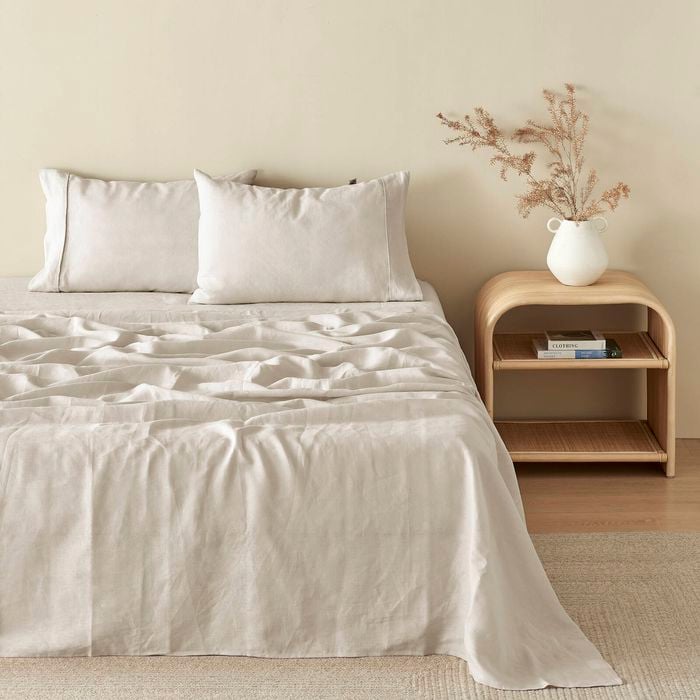 Natural Home 100% European Flax Linen Sheet Set Natural Single Bed