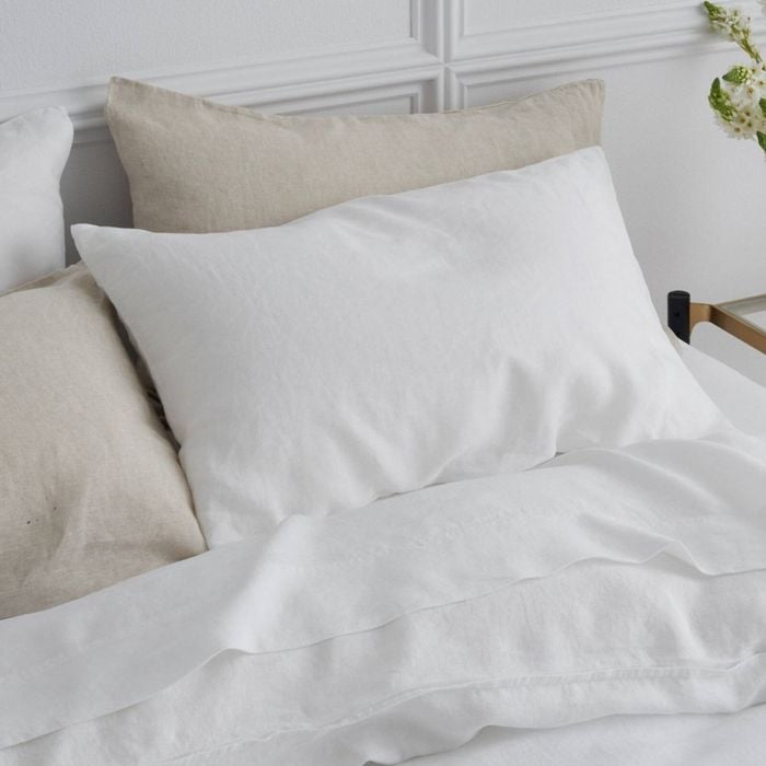 Bedding Co. 2pc Pillow Case Set 100% French Flax Linen White Queen
