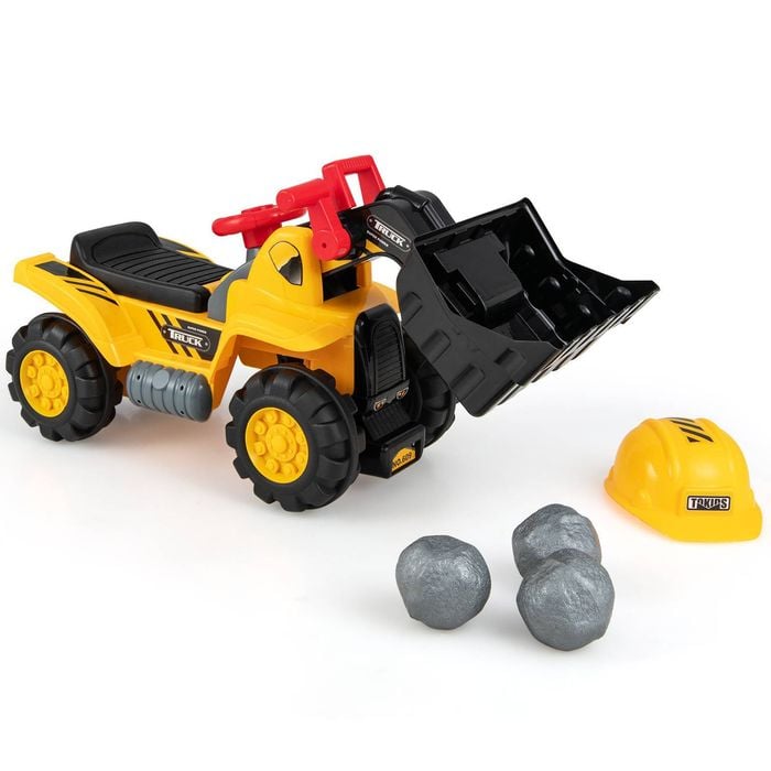 Costway Kids Ride On Digger Ecavator Toy Construction Car W/helmet