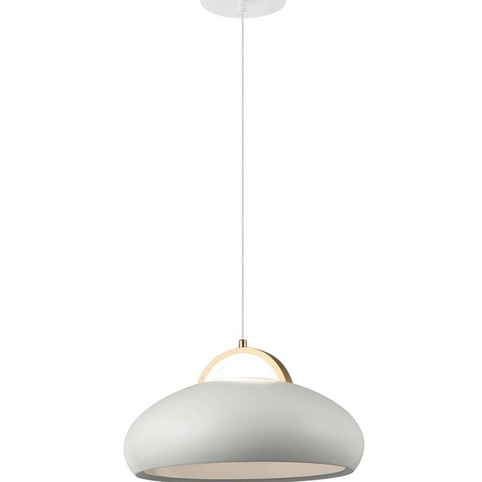 CLA Lighting Kupol Interior LED Tri-CCT Dome with Brass Highlight Pendant Light White