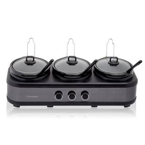 Westinghouse  3-Pot 2.5L Slow Cooker Stainless Steel Pot Cookware - Black