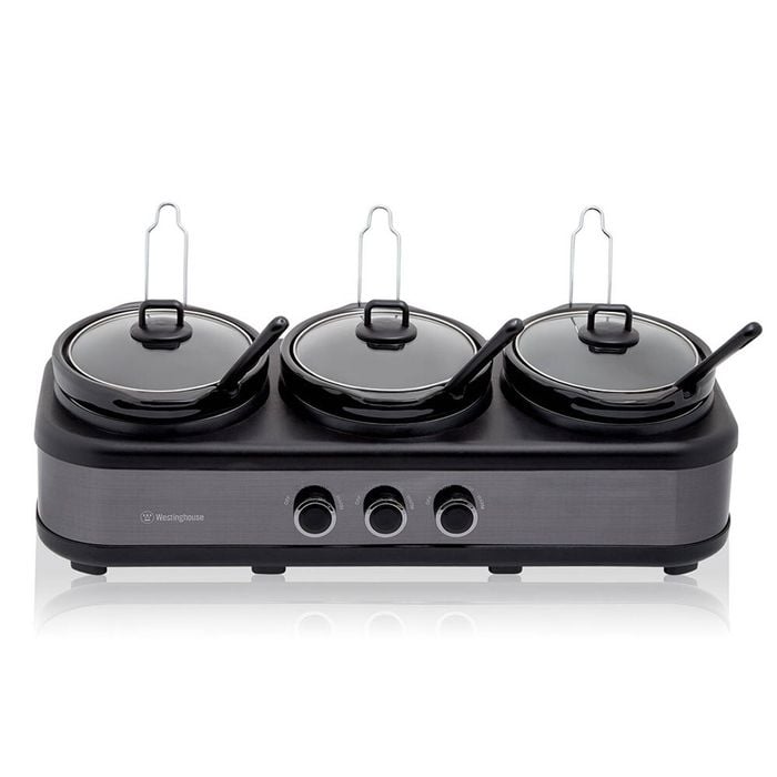 Westinghouse  3-Pot 2.5L Slow Cooker Stainless Steel Pot Cookware - Black