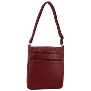 Ladies Nappa Leather Zip Closure Cross Body  Travel Red