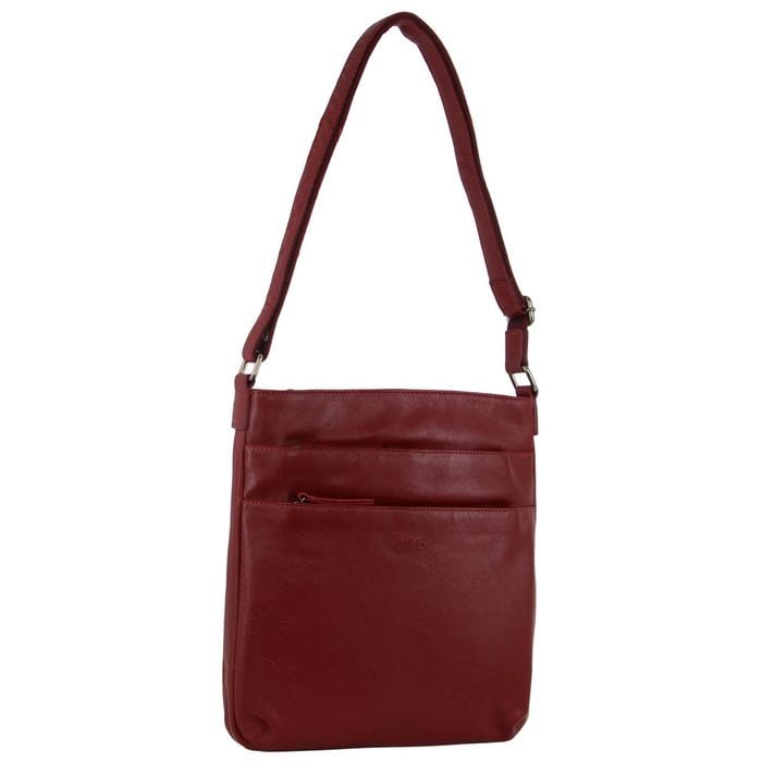 Ladies Nappa Leather Zip Closure Cross Body  Travel Red