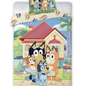 Bluey Family Home Time Kids Cotton Quilt Cover Set - Toddler Bed Size