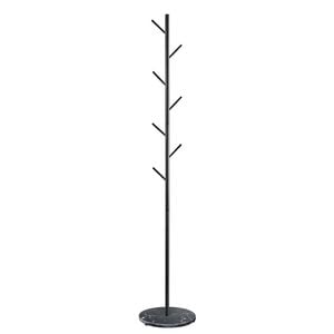 Furb Coat Rack Steel Clothes Stand Tree Hanger Garment 7 Hooks Marble Base Black