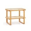 Costway 2-tier Bamboo Bedside Table Compact End Table Sofa Side Table W/glass Tabletop & Rattan Shelf Natural