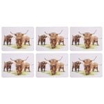 6pc Ashdene Hardboard/Cork 29cm Highland Herd Placemat Set