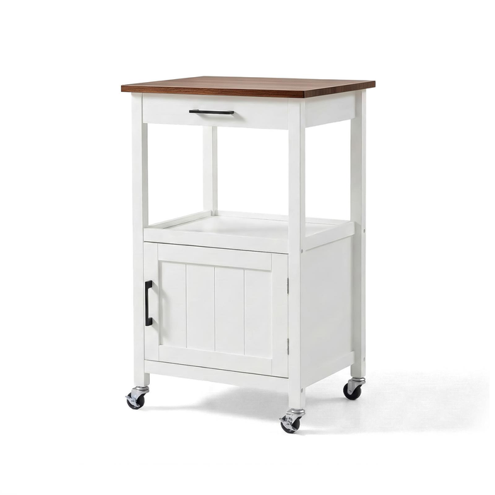 Lauft White Rolling Kitchen Island Trolley | Modern Mobile Kitchen Cart