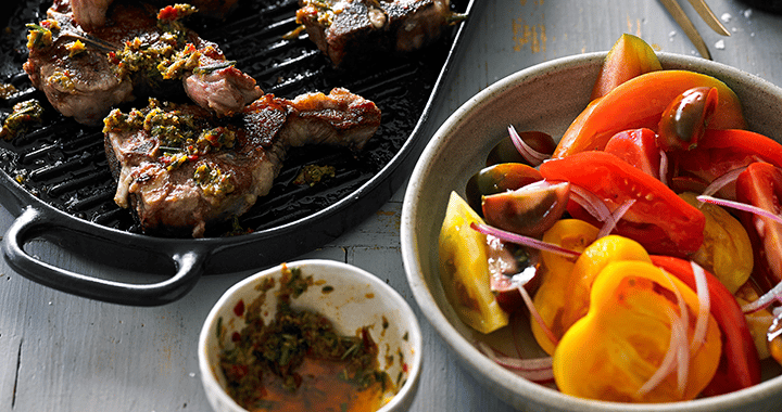 Char-grilled Lamb Loin Chops With Pounded Anchovy & Rosemary Dressing Recipe | Matador BBQs