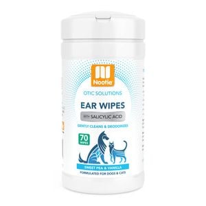 Nootie Otic Solutions Ear Wipes With Salicylic Acid For Dogs & Cats - Sweet Pea & Vanilla 70 Wipes