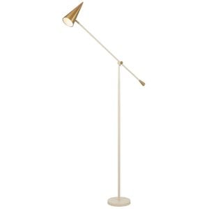 Telbix Jibara Modern Standing Floor Lamp Light Foot Switch Metal Beige Brass Satin