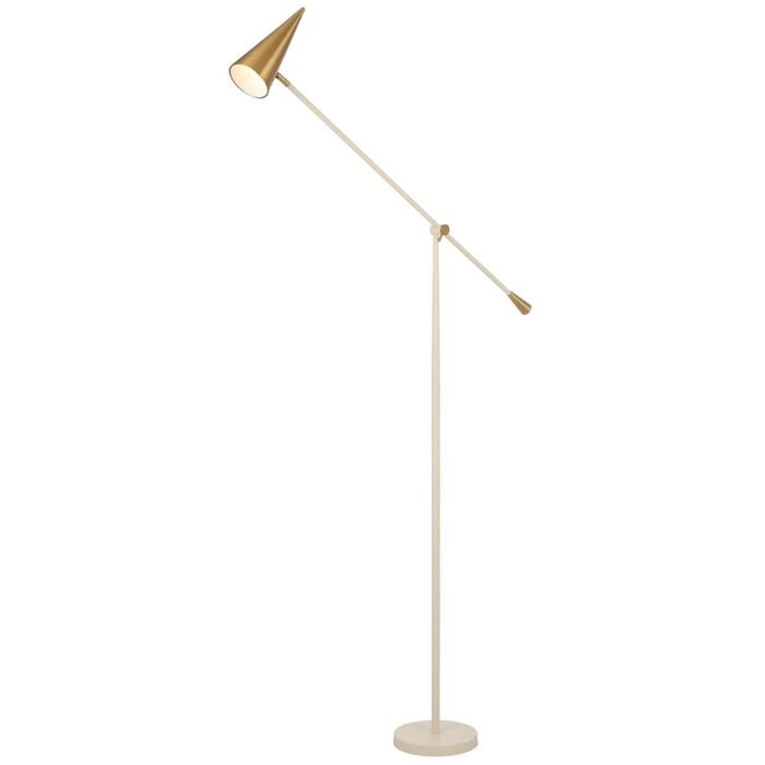 Telbix Jibara Modern Standing Floor Lamp Light Foot Switch Metal Beige Brass Satin