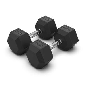 Brixx 17.5kg Rubber Hex Dumbbells (sold In Pairs)