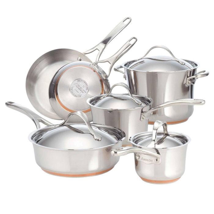 Anolon Nouvelle Copper Stainless Steel Induction 10 Piece Cookware Set