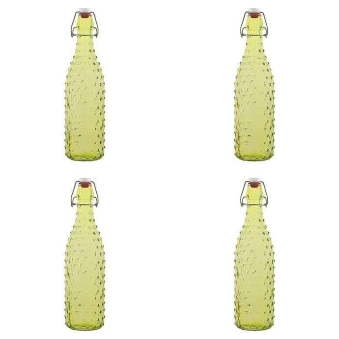 4PK Porto Pop Soda Lime Glass Bottle 30.5cm/900ml - Dot Lime