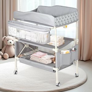 Advwin Changing Table Nursery Furniture with Side Pocket Grey