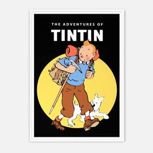 Galrie The Adventures of Tintin Classic Comic Art Print Nostalgic Decor Piece, White Frame, 70 x 100cm (28 x 40inch)